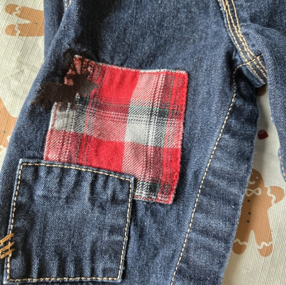 NWOT 9M OSH KOSH B'GOSH VESTBAK OVERALLS w Xmas Plaid/Deer - Picture 3 of 5